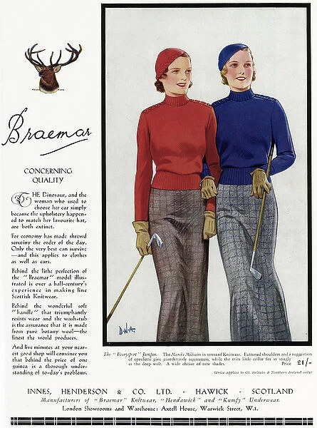Advert for Braemar knitwear 1933