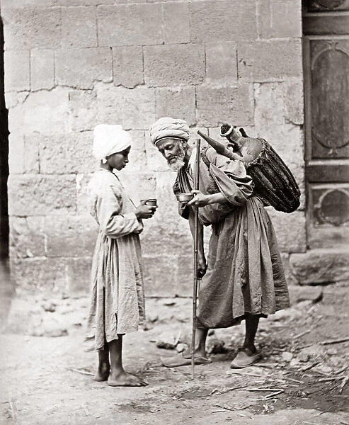 Beggar seeking alms, Egypt, circa 1880s. Date: circa 1880s