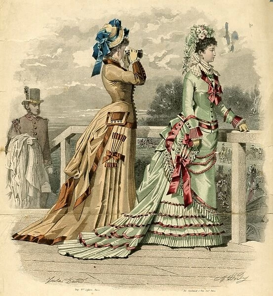 Costume plate, two women out walking
