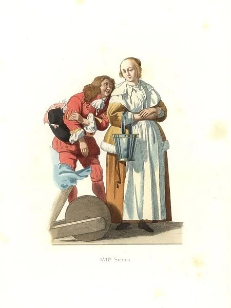 Dutch bourgeoise housewife with milk pail