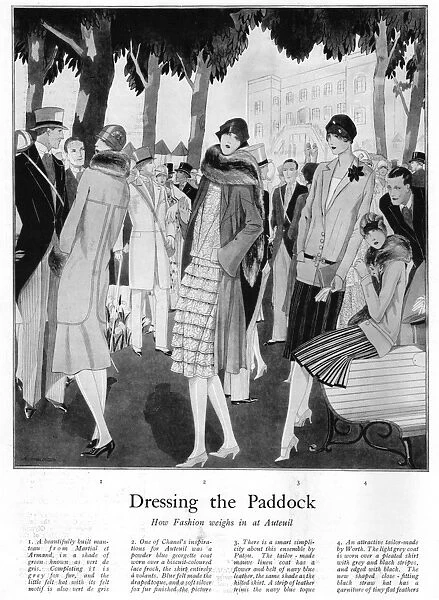 Fashions in the Auteuil paddock, Paris, 1927