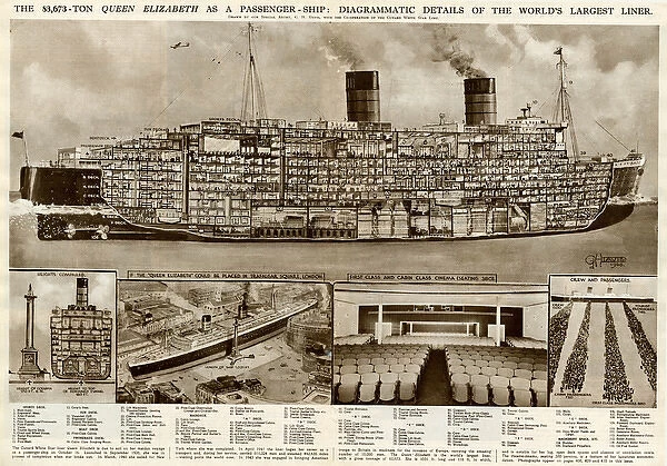 Queen Elizabeth passenger ship by G. H. Davis