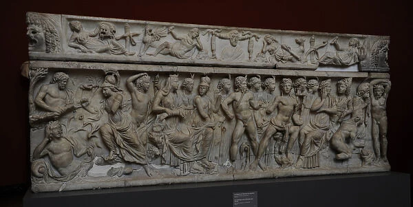 Roman Art. Sarcophagus with Marsyas and Apollo. Marble. Carl