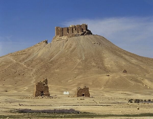 Syria. Palmyra. Ruins of Qala at ibn Maan castle on top of m
