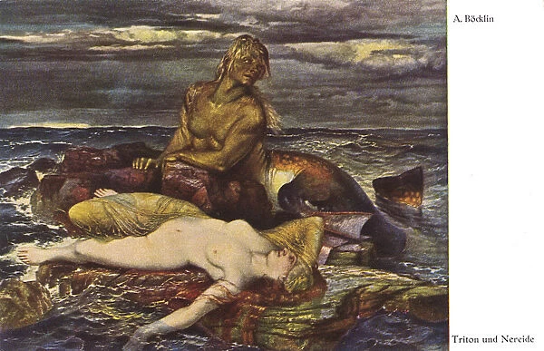 Triton and Nereid by Arnold Bocklin - Symbolist Painting