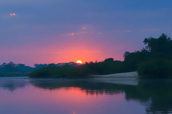 Sunrise over Cuiaba River, Pantanal, Mato Grosso State, Brazil, South America