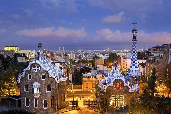 Spain, Catalonia, Barcelona, Park Guell, listed as World Heritage by UNESCO