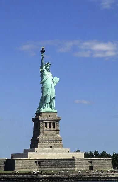 The beauty of the famous Statue of Liberty on Ellis Island in New York City USA
