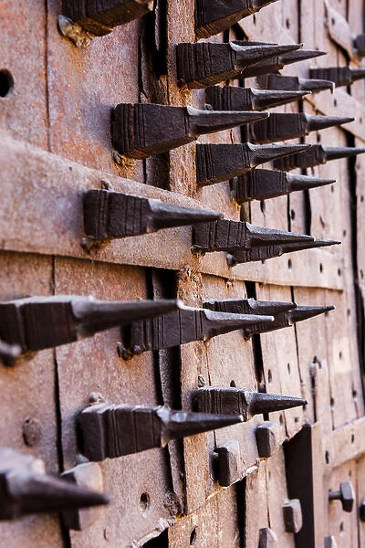 Door with spikes for defense against elephant attacks. 10th century. Jodhpur. Rajasthan