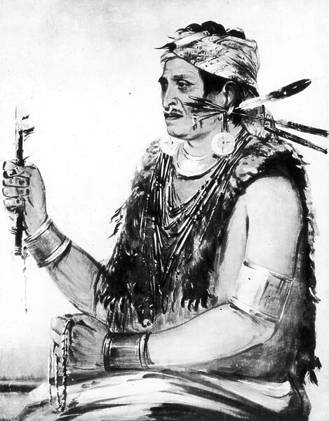 TENSKWATAWA (c1768-1834). The Prophet. Native American Shawnee mystic. Oil on canvas