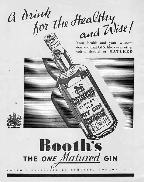Advert for Booths Gin, 1937