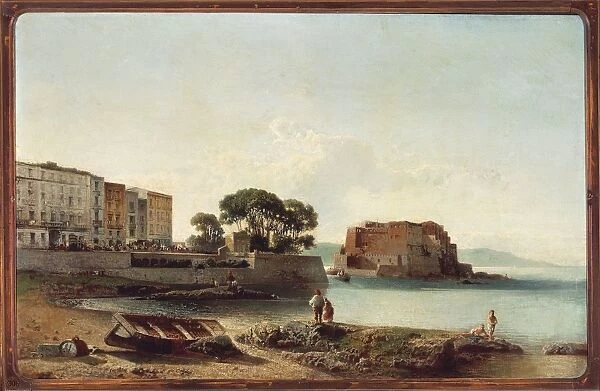 Castello dell Ovo (Egg Castle) in Naples, by G. B. Ceruti, painting