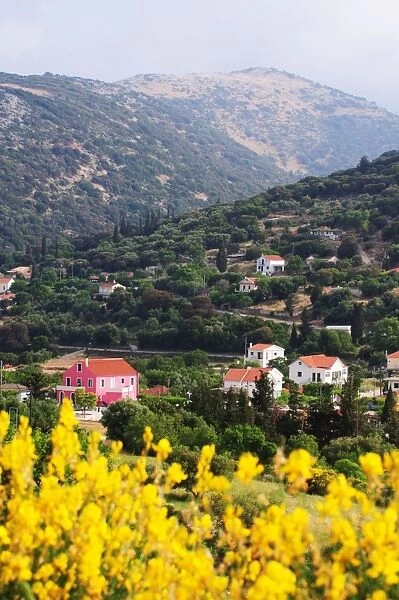 Greece, Greek Islands, Kefalonia, Divarata built on forested mountain in centre of island