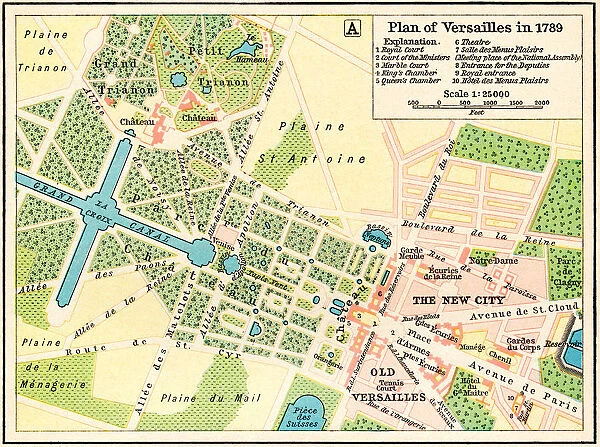 Plan of Versailles, France in 1789