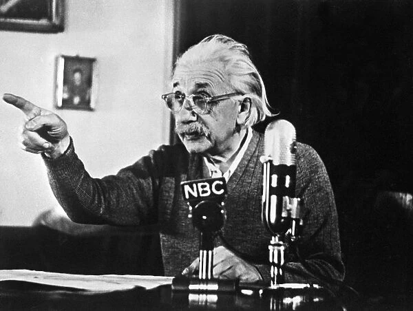 German-born Swiss-US physicist Albert Einstein Broadcasting