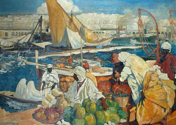 Alger La Blanche - Quay Scene, Algiers, 1912 (oil on canvas)