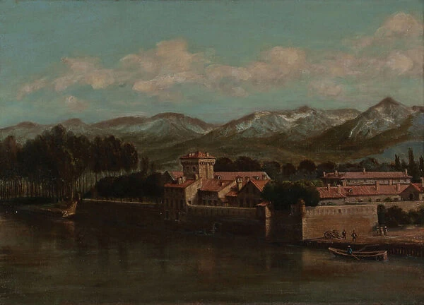 Banks of the Isere in Grenoble, mountain view 1864 (Oil on canvas)