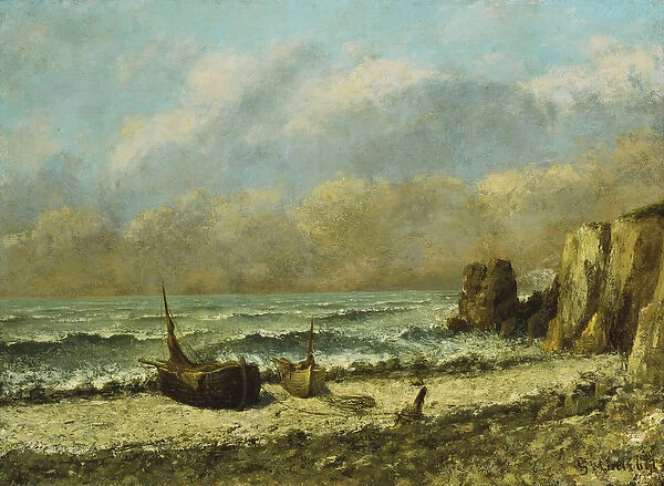 Two Boats on the Beach, (oil on canvas)