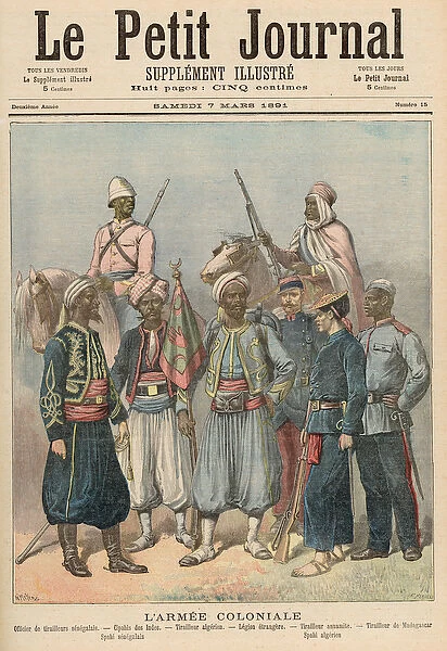 The Colonial Army, from Le Petit Journal, 7th March 1891 (colour litho)