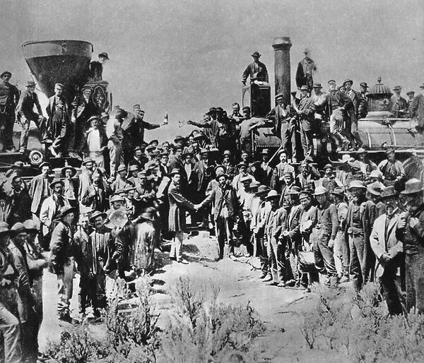 Completion, First United States Transcontinental Railway, 10 May 1869 (b  /  w photo)