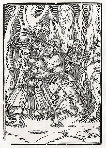 Death comes for the Robber, from Der Todten Tanz, published Basel, 1843 (litho)