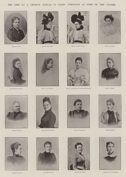 The Fire at a Charity Bazaar in Paris, Portraits of Some of the Victims (b  /  w photo)