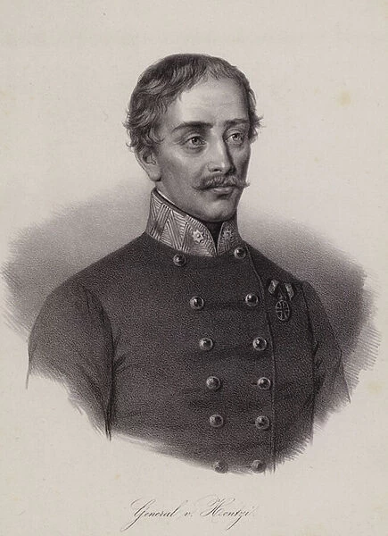 Heinrich Hentzi von Arthurm, Hungarian general in the army of the Austrian Empire (engraving)