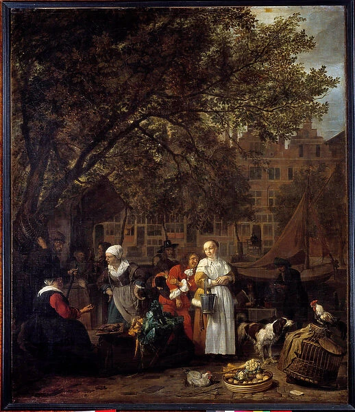 The Herb Walk of Amsterdam Painting by Gabriel Metsu (1629-1667) 17th century Sun