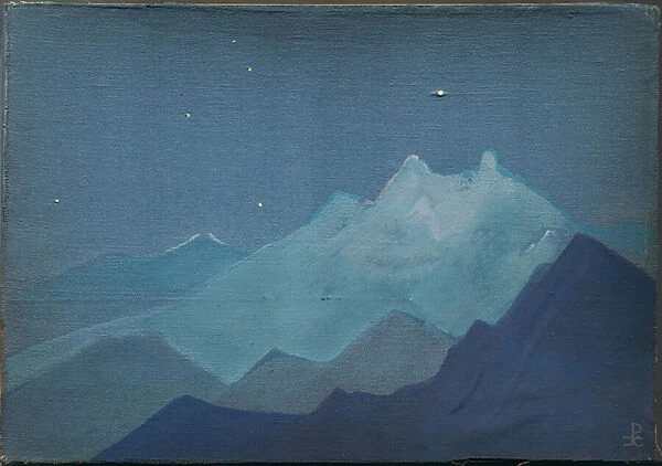 Himalayas, Moonlit Mountains, sketch, 1933 (tempera on canvas laid on cardboard)