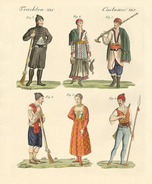 Inhabitants of Montenegro, Albania (coloured engraving)