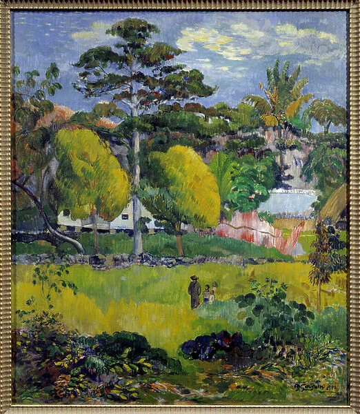 Landscape May be Tahiti. Painting by Paul Gauguin (1848-1903) 1901 Sun