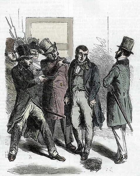 L'arrest de Vautrin (Jacques Collin) in Le pere goriot, 1874 (engraving)
