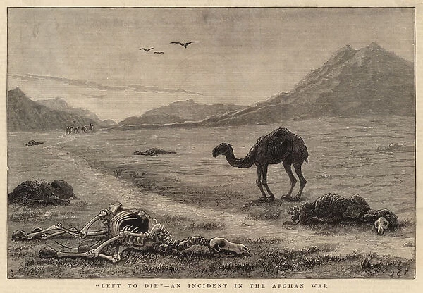 'Left to Die', an Incident in the Afghan War (engraving)