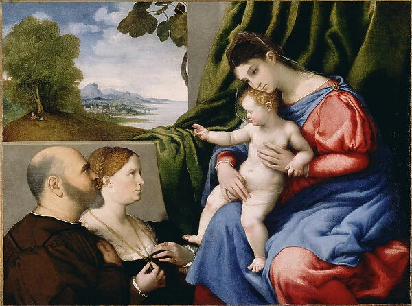 Madonna and Child with Two Donors, 1525-1530 (oil on canvas)