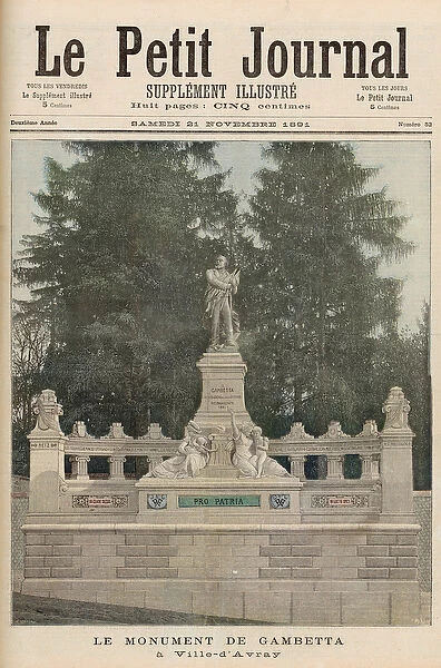 Monument to Gambetta at Ville-d Avray, from Le Petit Journal, 21st November 1891