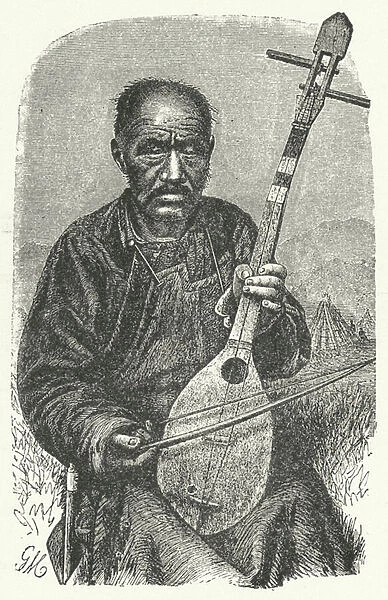 A musician from Kyrgyzstan (engraving)