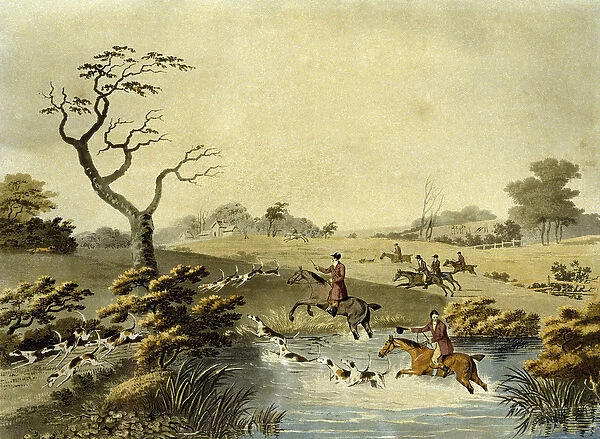 Noon, Foxhunting, engraved by J. H. Clarke and F. Jeakes, 1811 (colour litho)