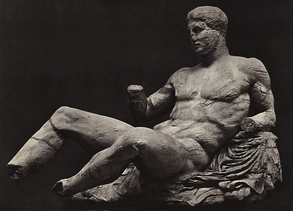 Parthenon sculptures: Theseus or Dionysos, British Museum (b  /  w photo)