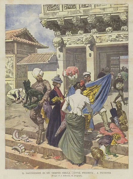 The Plunder Of A Temple In The Forbidden City In Beijing (colour litho)