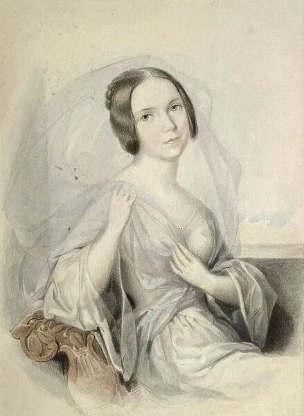 Portrait of Henriette Gertrude Sontag (1806-54) (w  /  c on paper)
