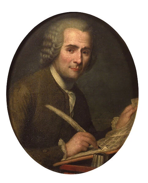 'Portrait de Jean Jacques Rousseau ecrivant une partition musicale'