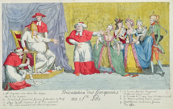 Presentation of the Mares to the Holy Father, caricature of the introduction of Adelaide