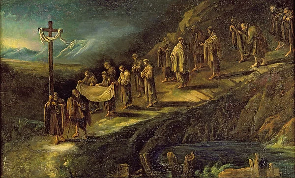 The Procession of the Holy Shroud (oil on canvas)