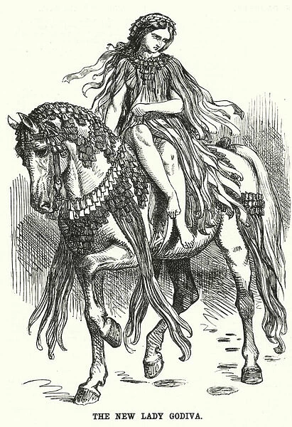 Punch cartoon: The New Lady Godiva (engraving)