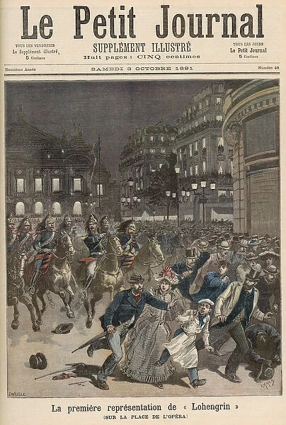 Riots in Paris objecting to the Performance of Lohengrin at the Palais Garnier