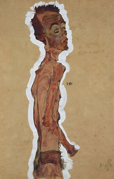 Self-portrait, 1910 (gouache, watercolour and charcoal on paper)