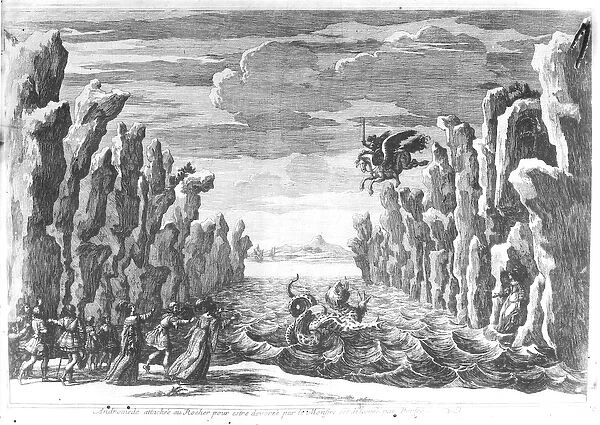 Set design by Torelli for Andromede by Pierre Corneille (1606-84) (engraving)