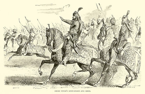 Shere Singhs body-guard and Sikhs (engraving)