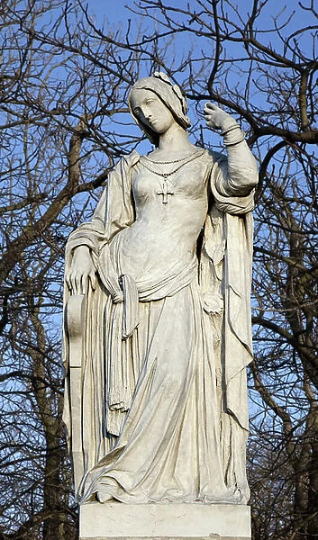 Statue of Clemence Isaure, legendary medieval figure, was attributed to him the foundation of the Jeux Floraux de Toulouse, marble sculpture by Auguste Preault (1809-1879), installed in the Jardin du Luxembourg in Paris. Paris