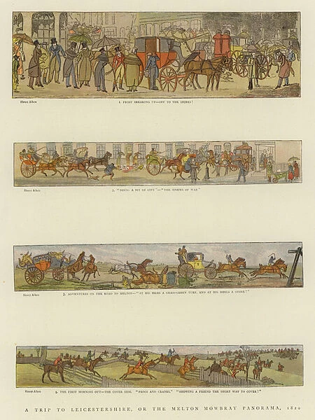 A Trip to Leicestershire, or the Melton Mowbray Panorama, 1820 (colour litho)